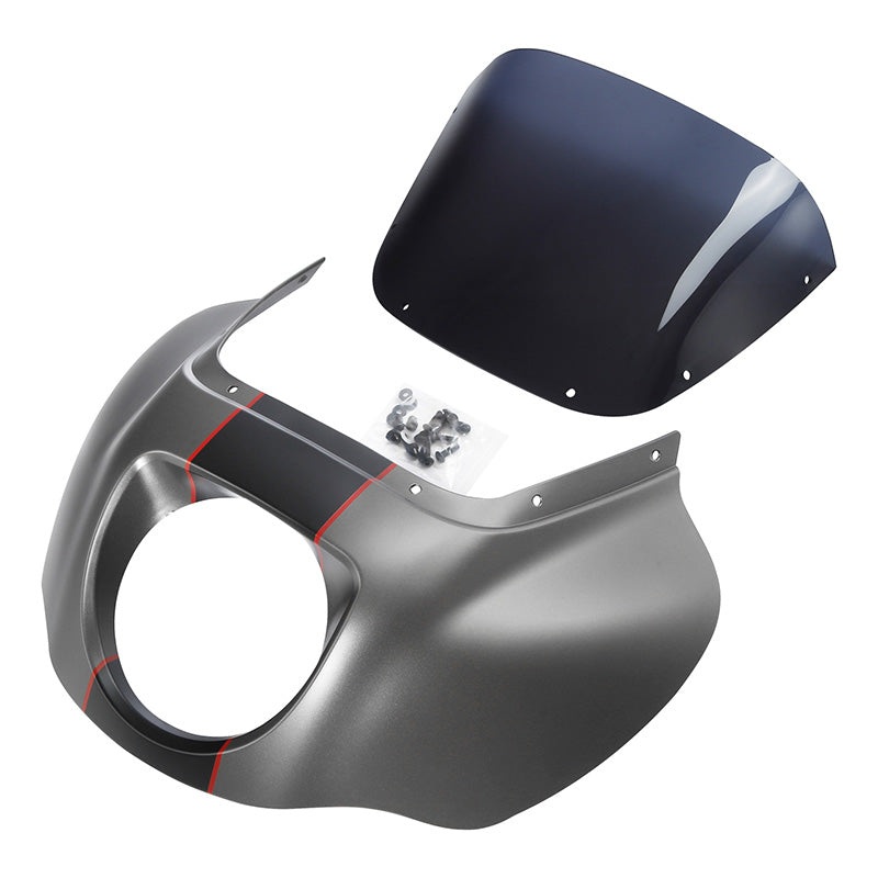 HR3 Industrial Gray Denim / Black Denim Headlight Fairing & Windshield Fit For Harley Softail FXBB FXLR 2018-2025