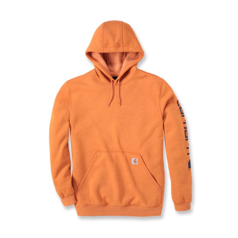 Carhartt Sleeve Logo Hoodie Marmalade Heather