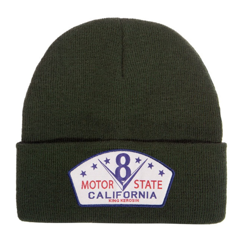King Kerosin V8 Motor State California Beanie Green