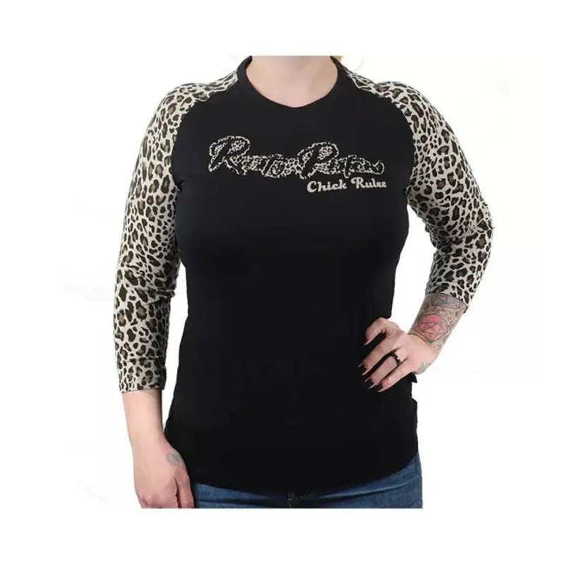 Rusty Pistons Nocatee 3/4 Sleeves Ladies T-Shirt Black