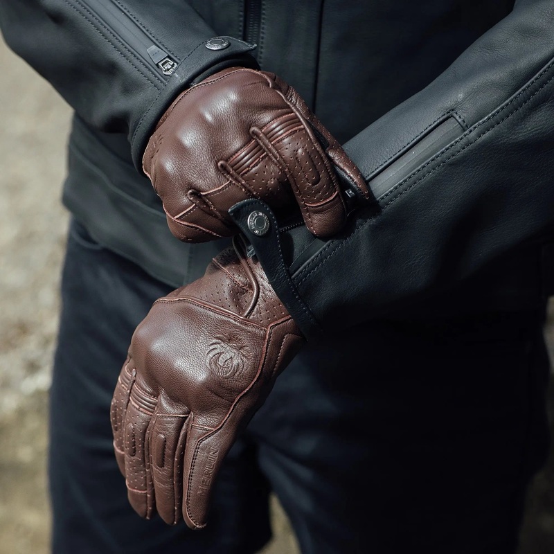 Merlin Legacy D3O Leather Gloves Dark Brown