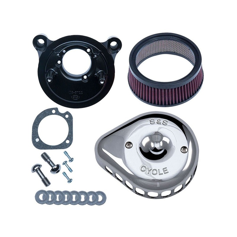 Mini Teardrop Air Cleaner Kit – Chrome. Fits Big Twins 1993-2017 with CV Carb or Cable Operated Delphi EFI.