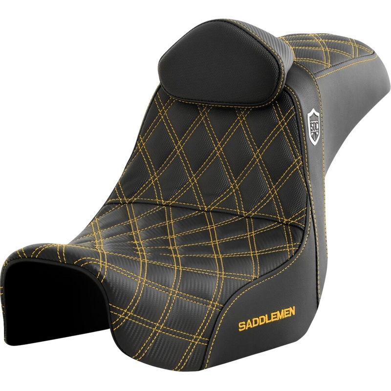 SDC Pro Series Performance Gripper Seat w/Lumbar Rest, Gold Stitch – 06-17 Dyna