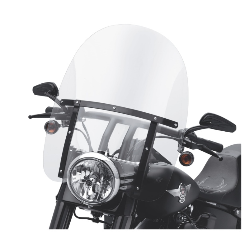 Harley Davidson King-Size H-D Detachables Windshield for FL Softail Models – 21 in. Clear, Gloss Black Braces -57688-10