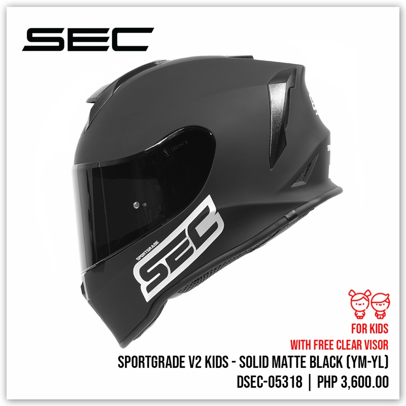 Sportgrade V2 Kids – Solid Matte Black