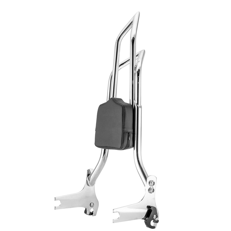 1997-2008 Harley Touring Chrome 27″ Dual Sharp-Angle Passenger Backrest Sissy Bar