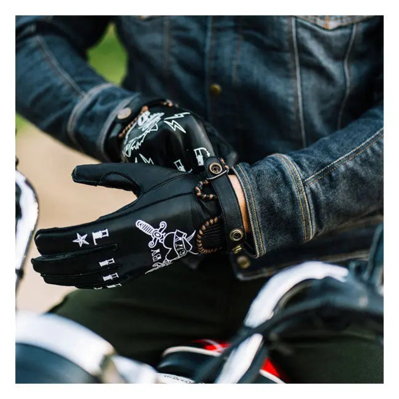 ByCity Second Skin Leather Gloves Tattoo Black