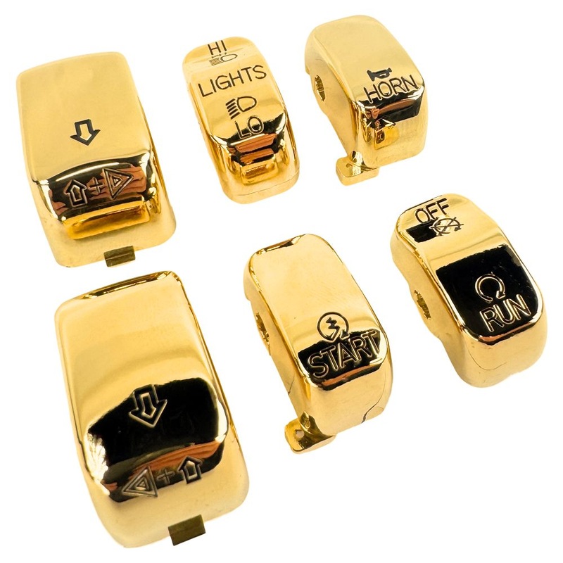 Gold Switch Cap Kits – fits most 2000-2013 Harley Models