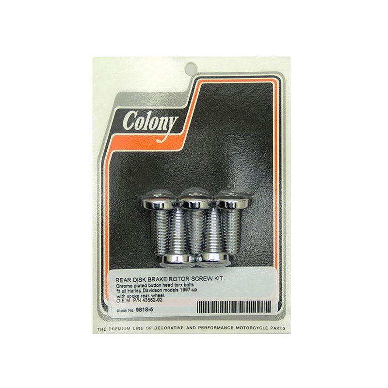 Colony #9818-5 Disc Rear Brake Rotor Torx Bolt set Chrome 97-up