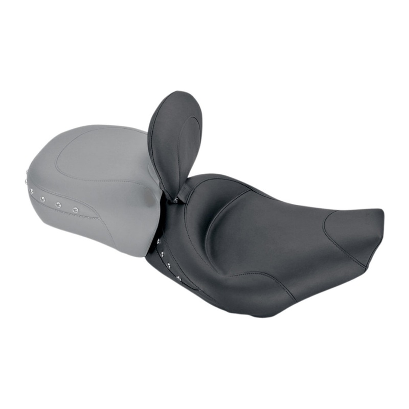 MUSTANG – Wide Solo Seat with Removable Backrest – Wide Solo Seat – With Backrest – Black – Studded W/Concho – Road King ’97-’07