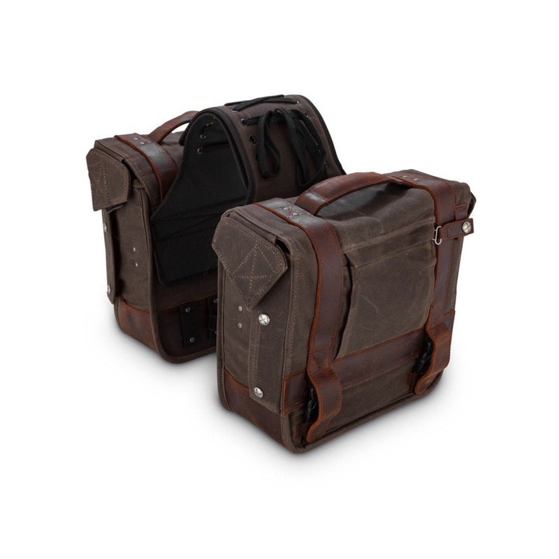 Throw-Over Saddlebags – Dark Oak Wet Waxed.