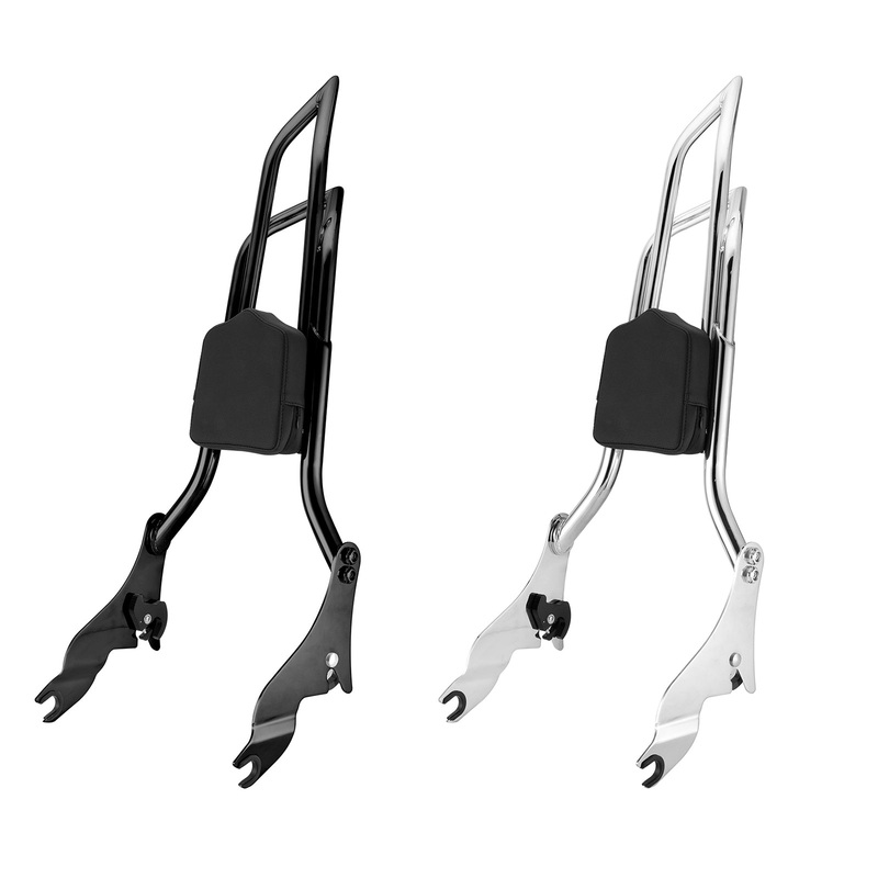2009-2025 Harley Touring Road King FLHR Street Glide FLHX Gloss Black Dual Sharp-Angle 28″ Passenger Backrest Sissy Bar