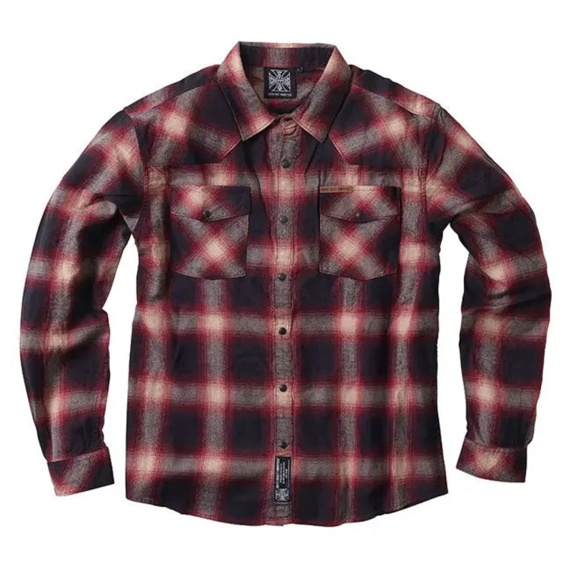 West Coast Choppers Outlaw Flannel Shirt Red / Grey