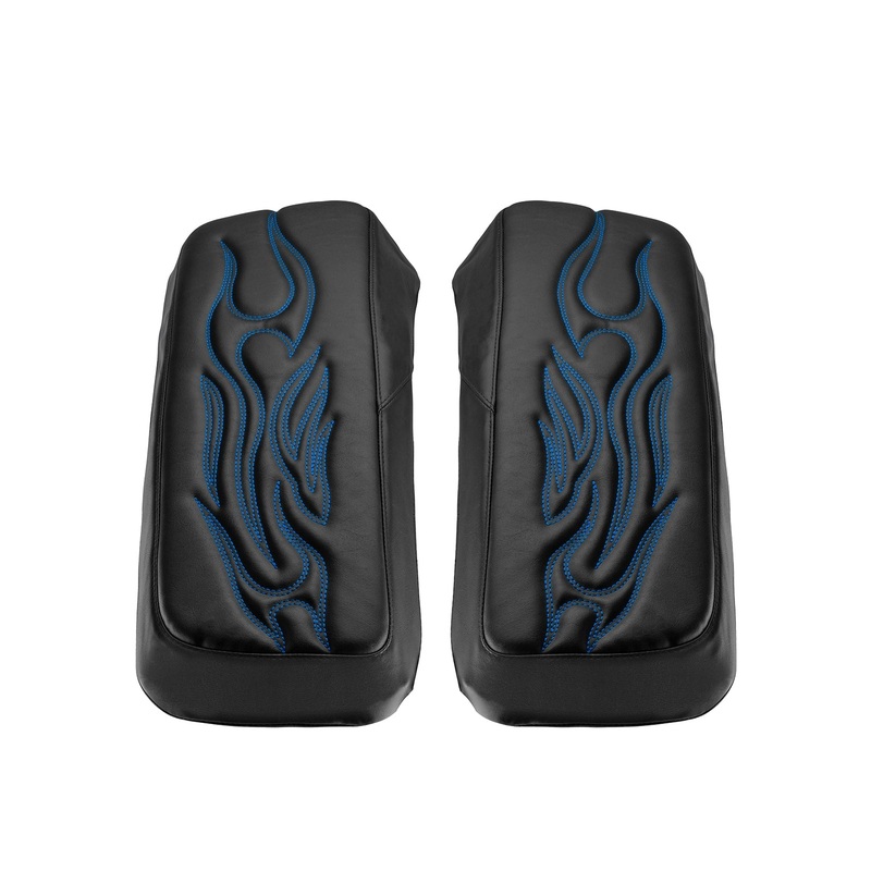 1993-2013 Harley Touring Blue Flame Microfiber Leather Saddlebag Lid Covers