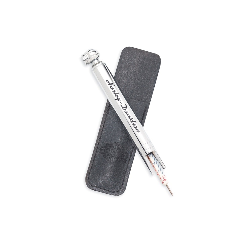 Harley-Davidson 75110-98B Tire Gauge and Tread Depth Indicator with Embossed Leather Pouch 75110-98B