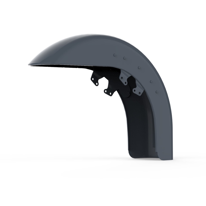 HR3 Gunship Gray Motorcycle 18″ Wide Tire Front Mudguard Fender For Harley Touring Models 2014-2023