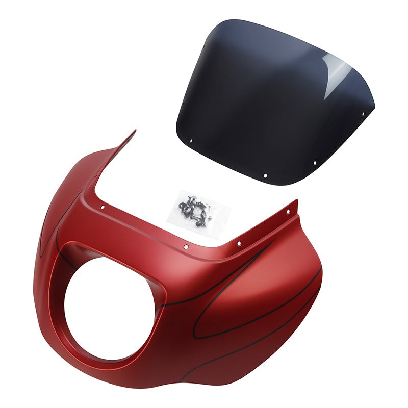 HR3 Wicked Red Denim Headlight Fairing & Windshield Fit For Harley Softail FXBB FXLR 2018-2025