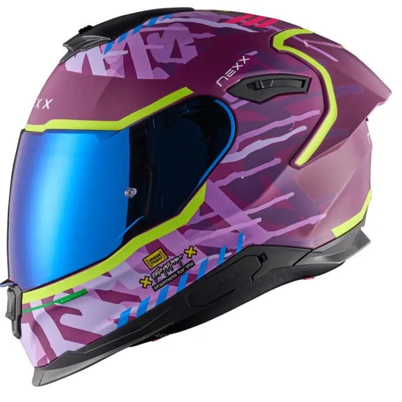 Nexx Y.100R Urbangram Matt Aubergine / Neon