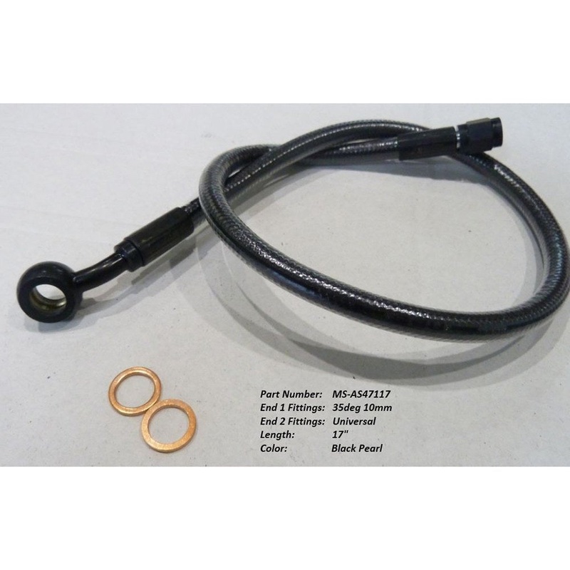 17in. Upper Front Brake Line with 10mm x 35 Degree Banjo – Black Pearl.