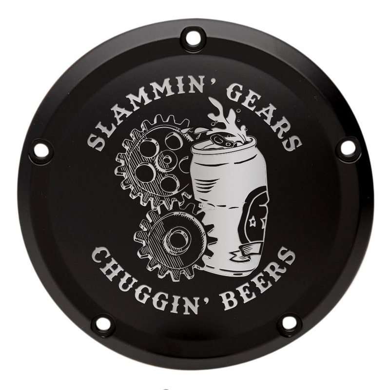 Harley Derby Cover “Slammin’ Gears Chuggin’ Beers”