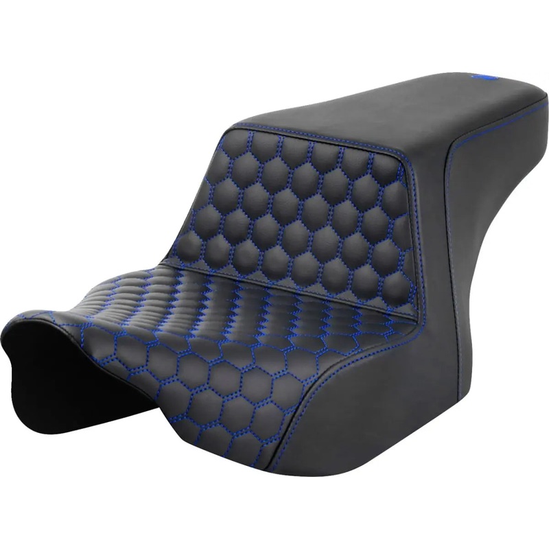 Saddlemen Honeycomb Front Step-Up Blue Stitching Seat Black / Blue