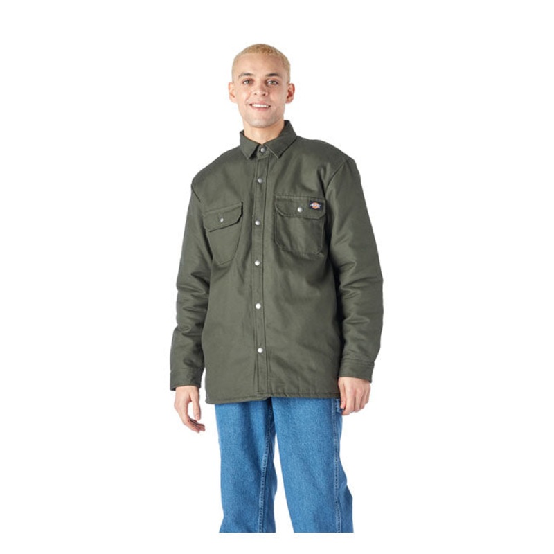 Dickies Duck Shirt Flannel Lined Jacket Dark Green