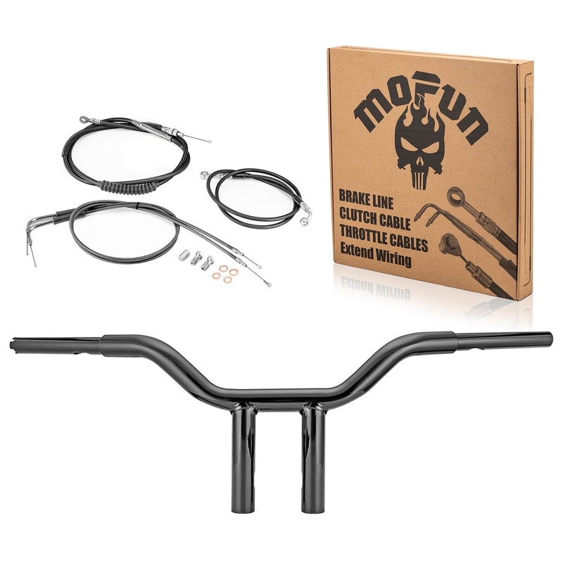 2000-2006 Harley Softail Night Train/Heritage Classic Gloss Black 10″ T Bar Handlebar with Non-ABS Cable Kit