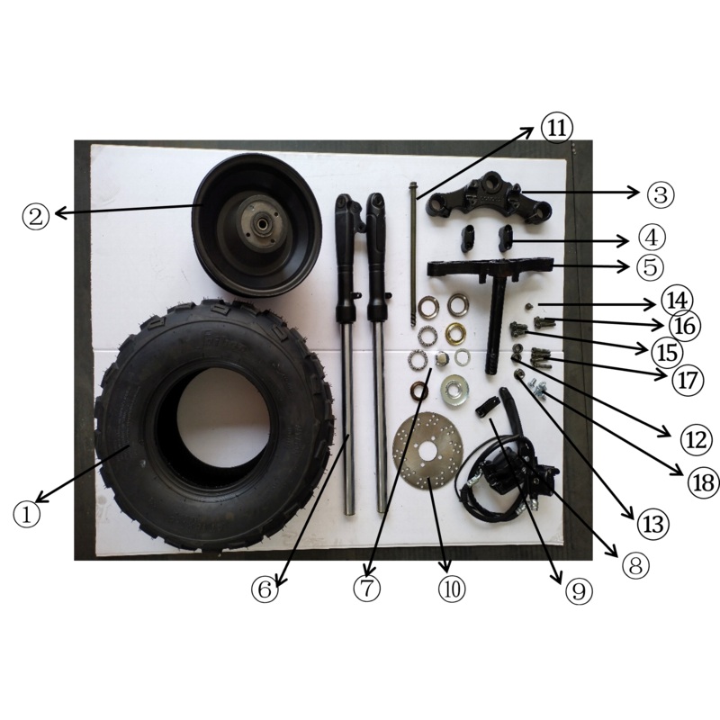 Front Wheel & Tire Assembly – 1500W Electric Mini Bike