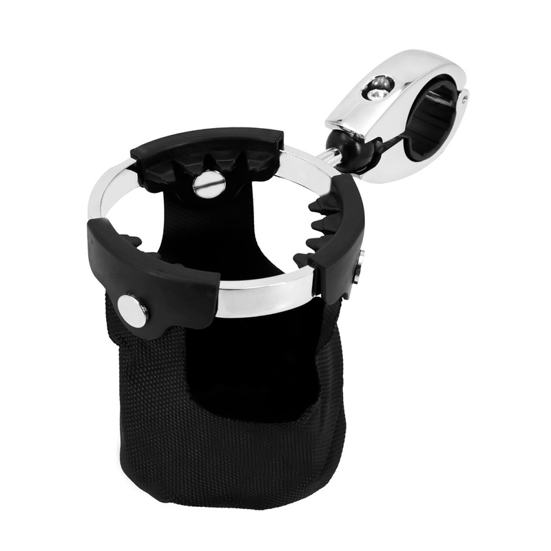 Motorcycle Cup Holder with Basket Fits 7/8″ to 1.25″ Handlebars | Mactions