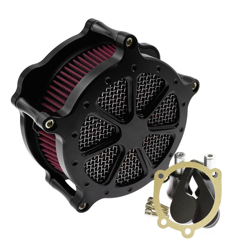 Dots Black Air Filter Red Element Air Cleaner for Harley Sportster XL ’04-’22 | Mactions