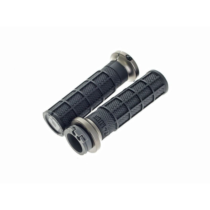 Hart-Luck Full Waffle Lock-On Handgrips – Grey. Fits H-D with Throttle Cable.