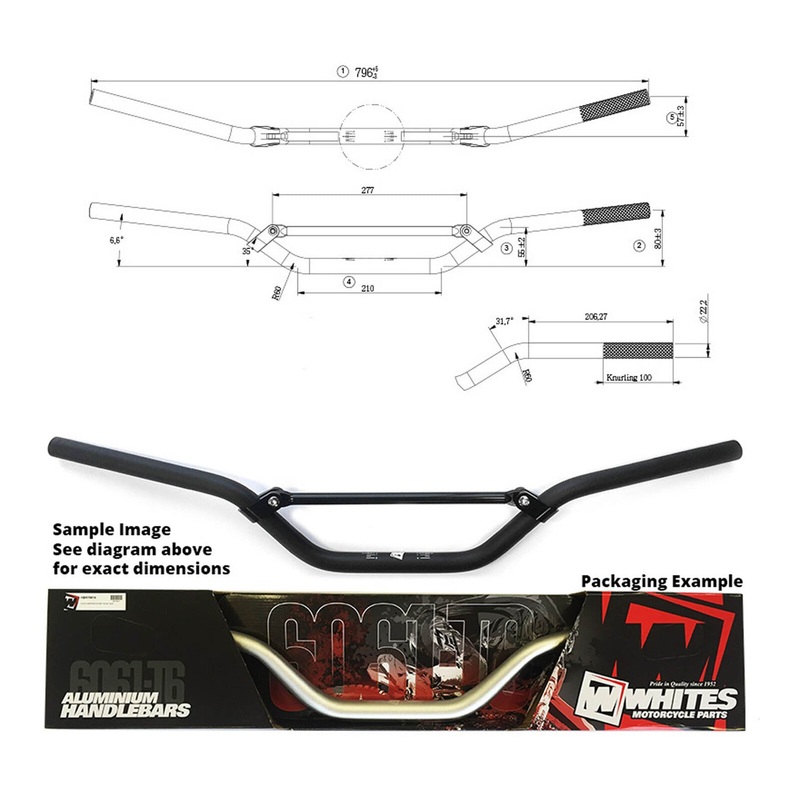 Whites Handlebars Alloy 6061 7/8″ (22.2mm) CR/RM/YZ/WR Black
