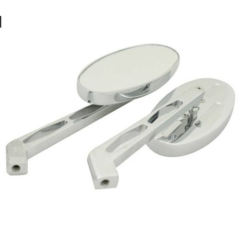 Chrome Classic Oval Billet Mirrors – Short Stem METRIC