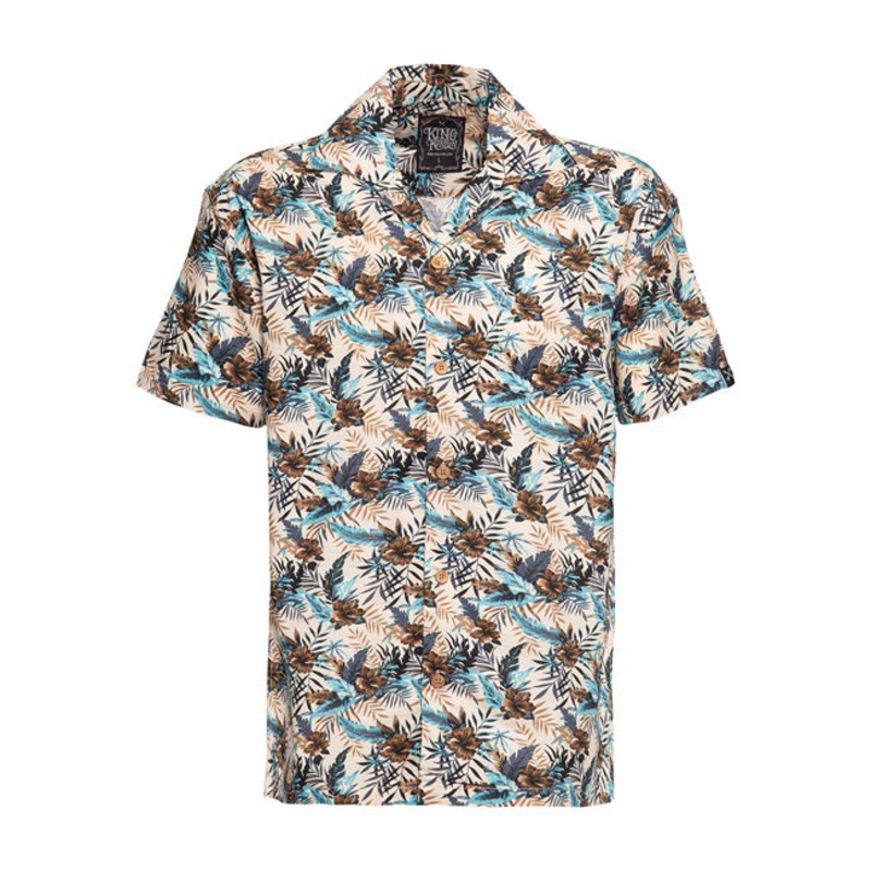 King Kerosin Tropical Summer Hawaii Shirt Beige