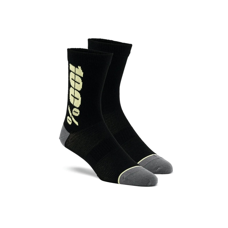 100% Rhythm Merino Wool Performance Socks Black / Yellow