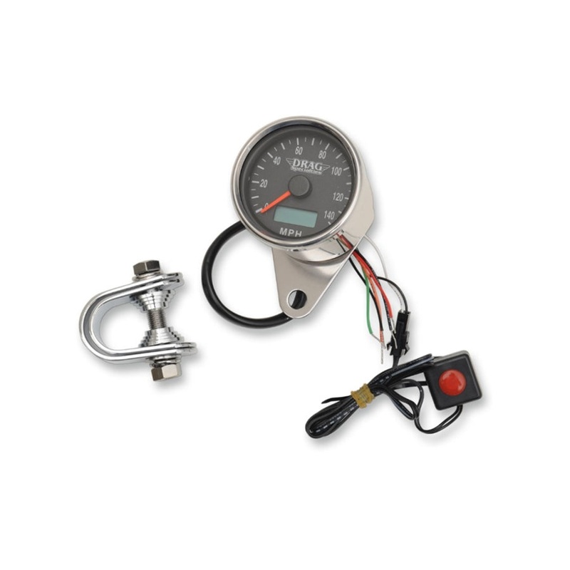 2.4″ MPH Programmable Mini Speedometer with Odometer – Black Face