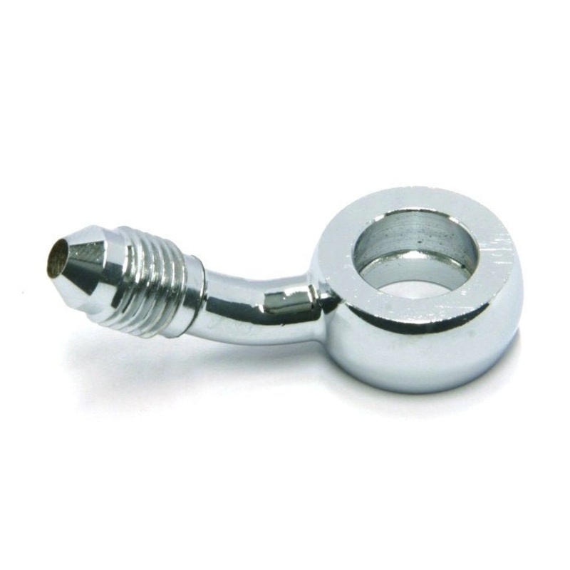 Chrome 7/16in. ID, 35 Degree Banjo – Male #3 End.