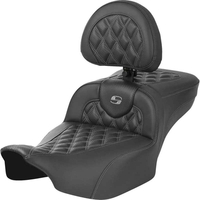 Saddlemen Roadsofa Extended Reach Grey Stitching / Lattice Stitched Seat With Backrest Black / Grey