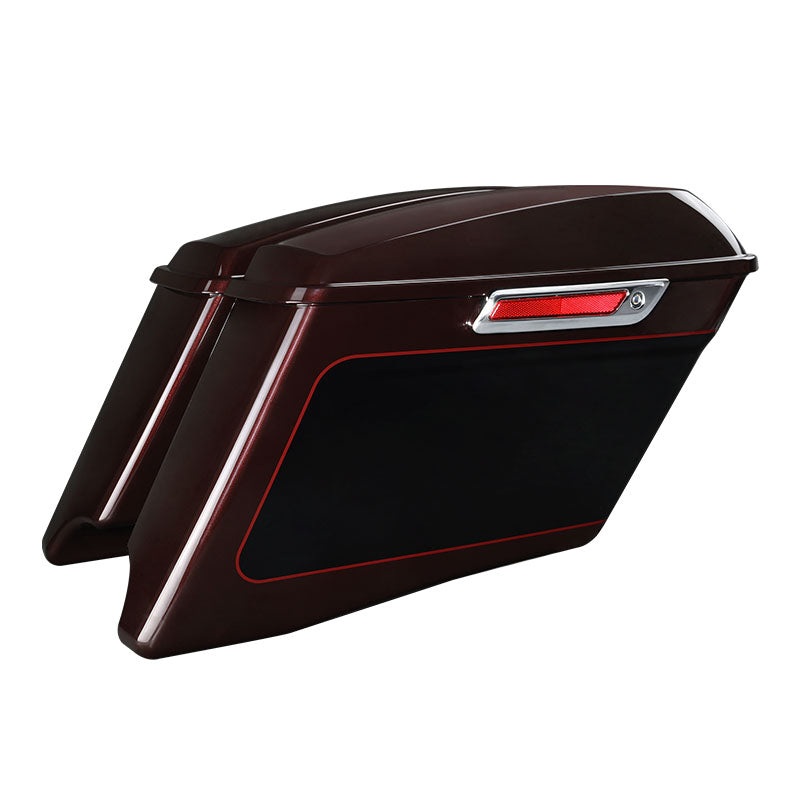 HR3Midnight Crimson / Vivid Black  CVO Stretched Saddlebags For 14-23 Harley Touring