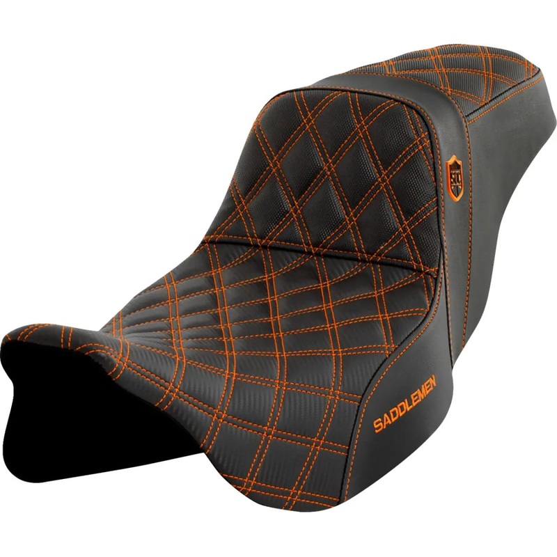 Saddlemen Pro Series SDC Performance Grip Orange Stitching Seat Black / Orange
