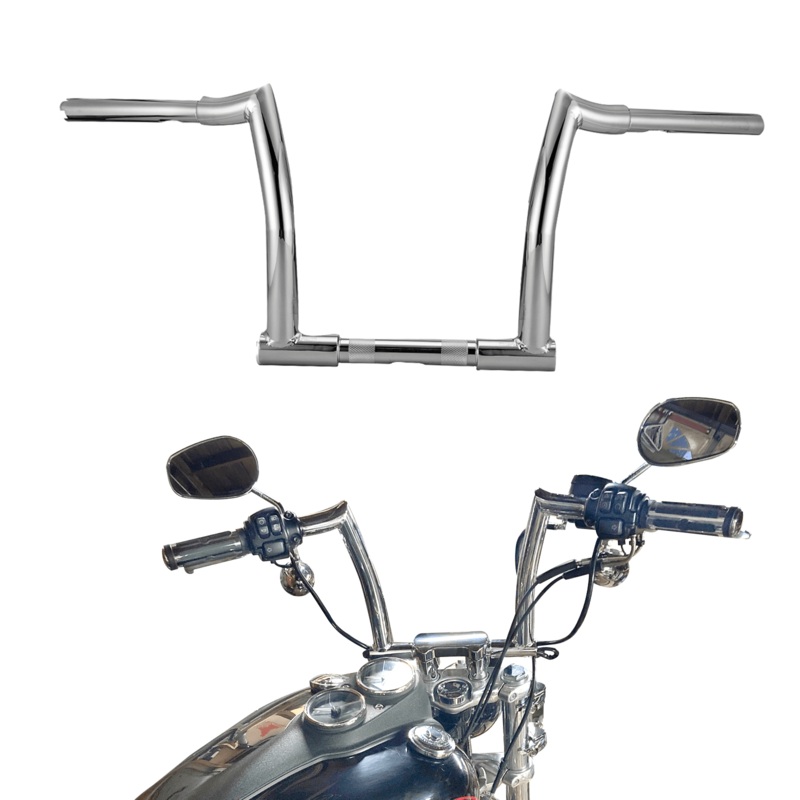 Harley Sportster Softail Dyna Road Glide King w/1″ Clamp Riser 12″ APE Handlebars