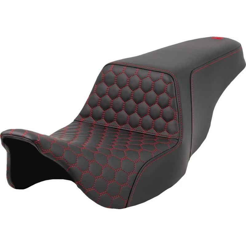 Saddlemen Honeycomb Step-Up Red Stitching Touring Seat Black / Red