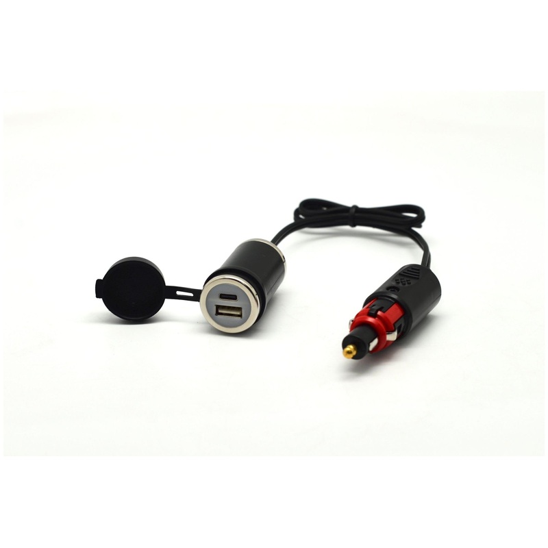 DIN + CIG to 36W PD USB-C + QC 3.0 (CABLED)