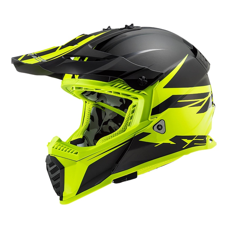 LS2 MX437 Fast Evo Roar Helmet – Black / Hi-Vis Yellow