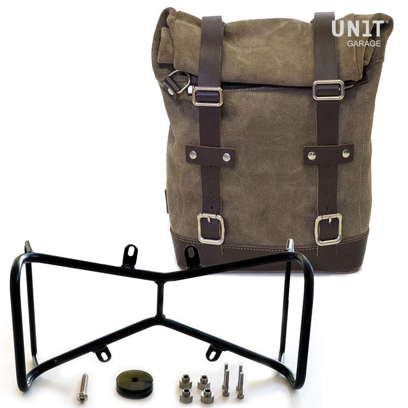 Unit Garage R9T Series Single Waxed Suede Pannier & Double Symmetrical Luggage Rack