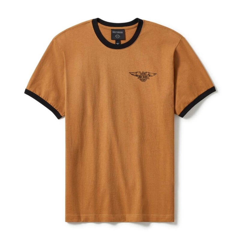 Genuine Harley-Davidson Willie G Sketchy Bar & Shield Ringer T-Shirt – Dark Chocolate 96272-25VX