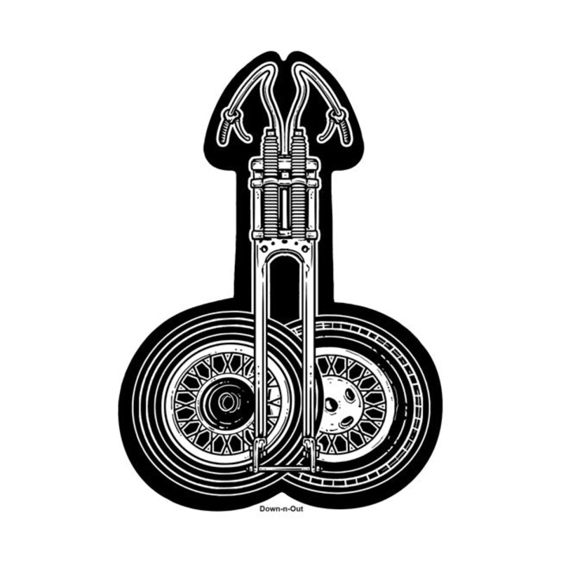 Down-N-Out Weels In Handlebars Sticker