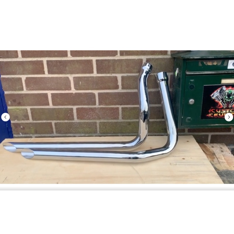 Exhaust Panhead FX fits Harley Davidson drag pipes 1 3/4 chrome slash cut chrome