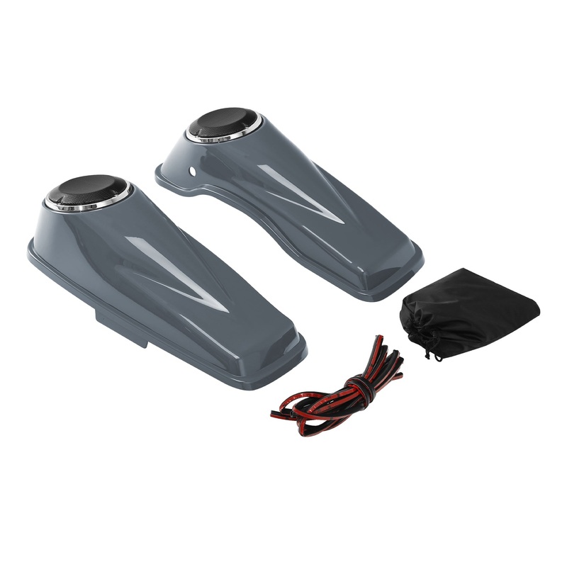 HR3 Gunship Gray 6.5″ Saddlebag Speaker Lids For Harley Touring Street Glide Road King 2014-2023