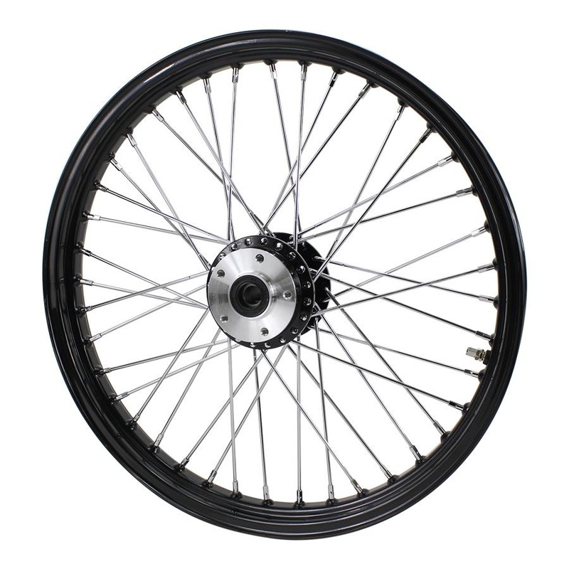 Black Front 40 Spoke Wheel 21 “x 2.15” (fits Harley FX,Sportster 1984-1999) Billet Hub